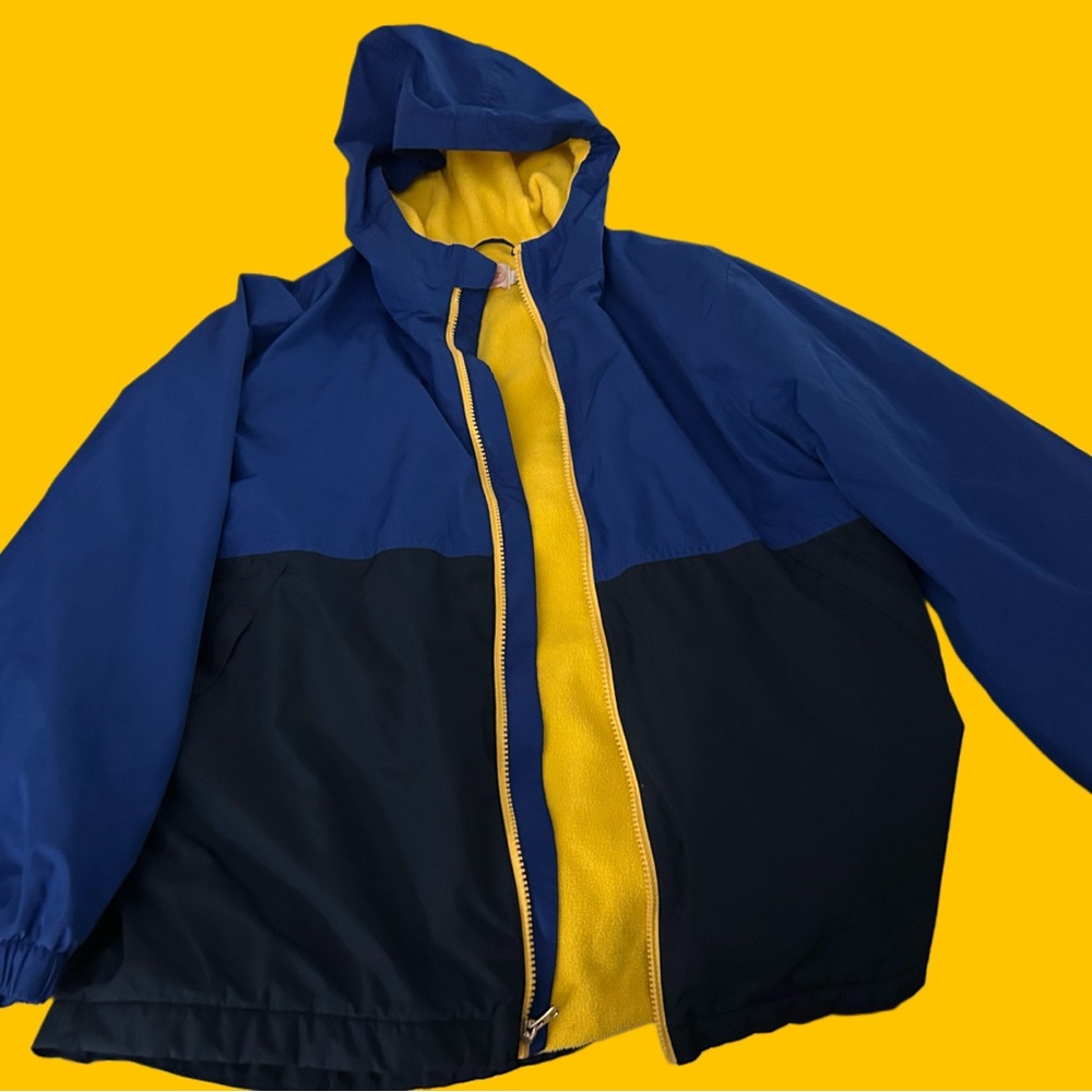 Wonder Nation Blue and Black Raincoat with Yellow Interior